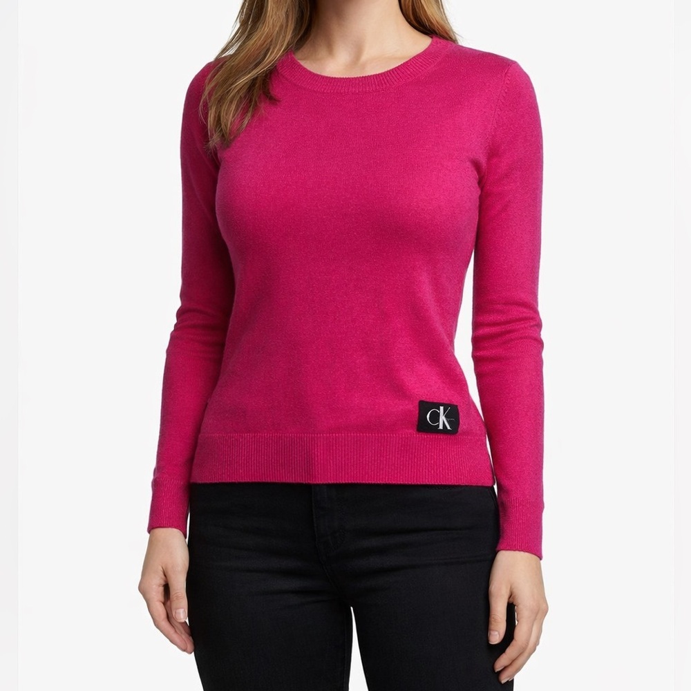 Calvin Klein Jeans Women Pink Crewneck Knit Sweater Size L
